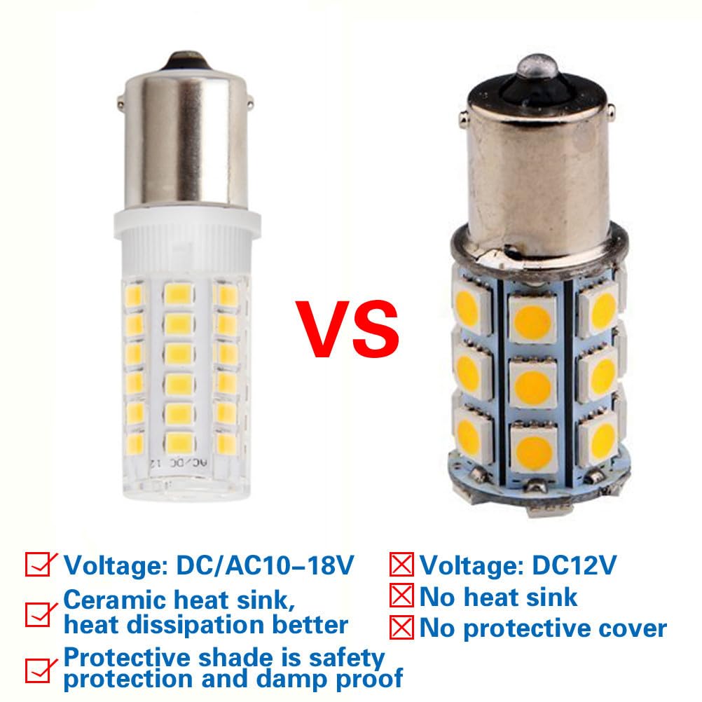 Hryspn 4Pcs Ba15S Led Bulb P21W 12V 24V, 1141 Led Bulb Bayonet Single Contact Base For Rv Camper Trailer Boat Trunk Interior Lights, Warm White 3000K