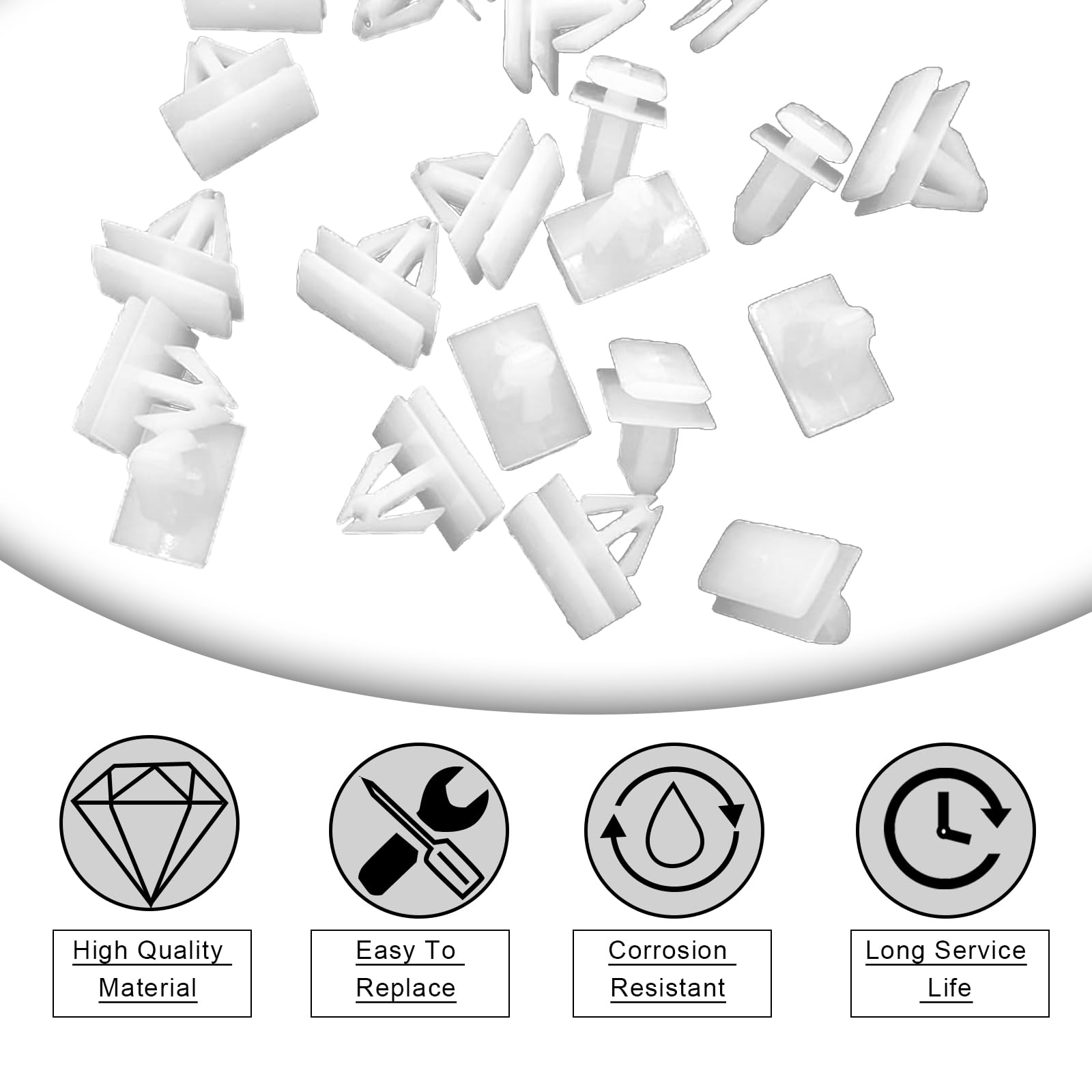 20Pcs Rocker Panel Moulding Rivets Clips, White Nylon Moulding Clips, Side Skirt Sill Fasteners, Universal Car Retainers, Compat