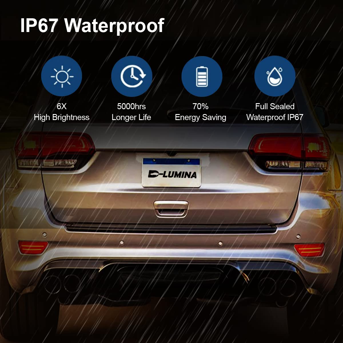 D-Lumina Rear Bumper Led Reflectors Light Lamp Assembly Fog Light Kit Compatible With Je-Ep Grand Cherokee, Compass, Patriot & D