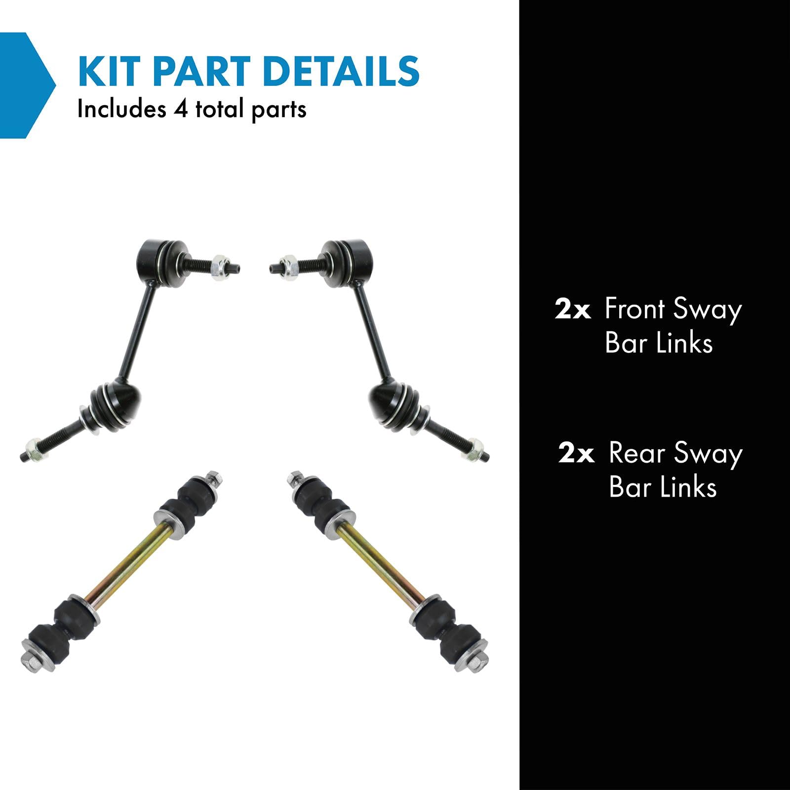 Trq Front & Rear Sway Bar Stabilizer Link Set Compatible With 2003-2011 Ford Crown Victoria Lincoln Town Car Mercury Grand Marqu