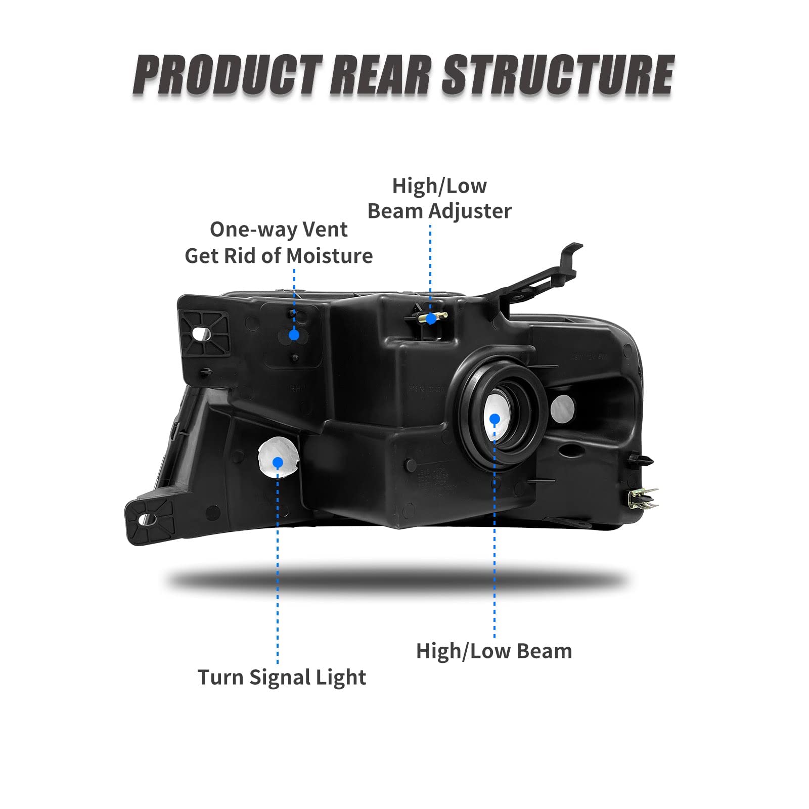 Adcarlights 2004-2008 F150 Pickup Headlight Assembly For 04-08 Ford F150 / 06-08 Lincoln Mark Lt Clear Lens Black Housing With A