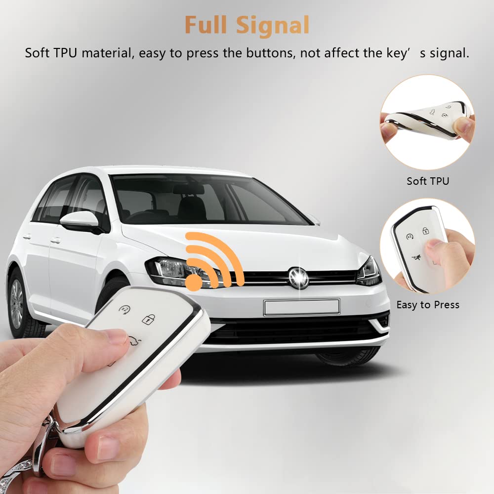 Pifoog Key Fob Cover For Vw Volkswagen Id4 Golf Gti R 2022 2023 Accessories Tpu 5 Buttons Car Keys Case Shell Protector Bling Ke