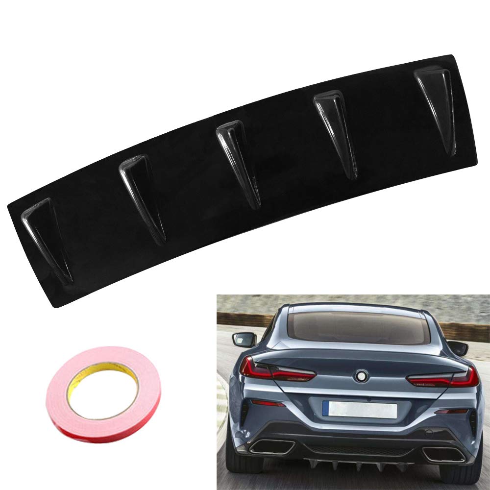 Idain 23 Inch Universal Car Rear Bumper Lip Diffuser Shark Fin Style Bumper Spoiler,Glossy Black