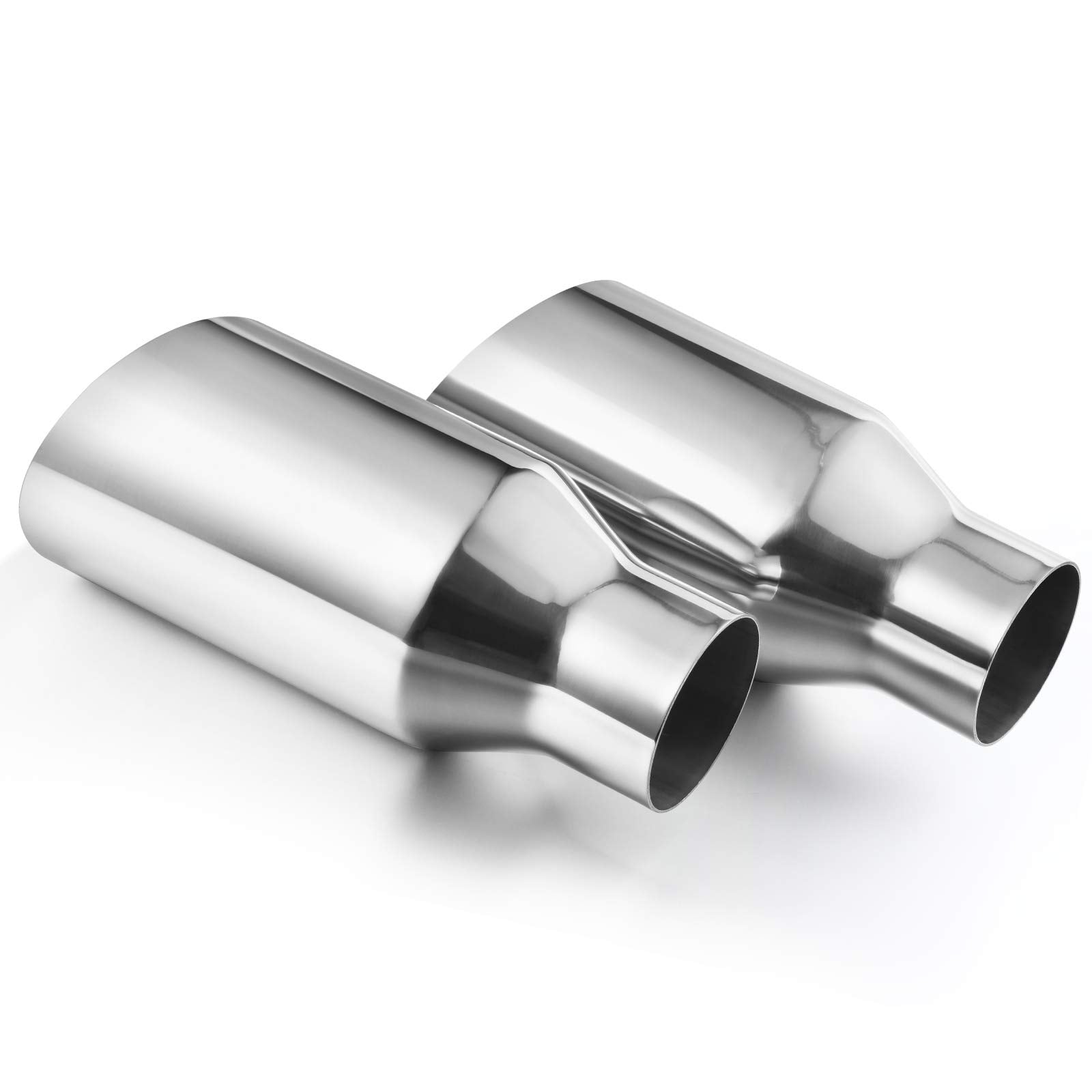 AUTOSAVER88 2.5 Inch Inlet Exhaust Tip, 2.5'' Inlet 4'' Outlet 9'' Overall Length Stainless Steel Tailpipe Chrome Polished Exhau