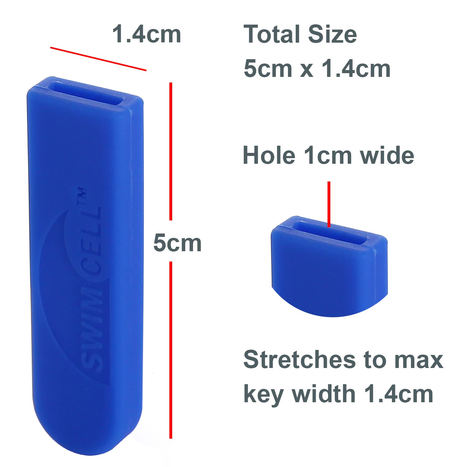 SwimCell Key Blade Cover - Silicone Sheath Key Protector for Car Bike or House Key. Anti Scratch Sleeve. Cut to fit. 1-2 Keys