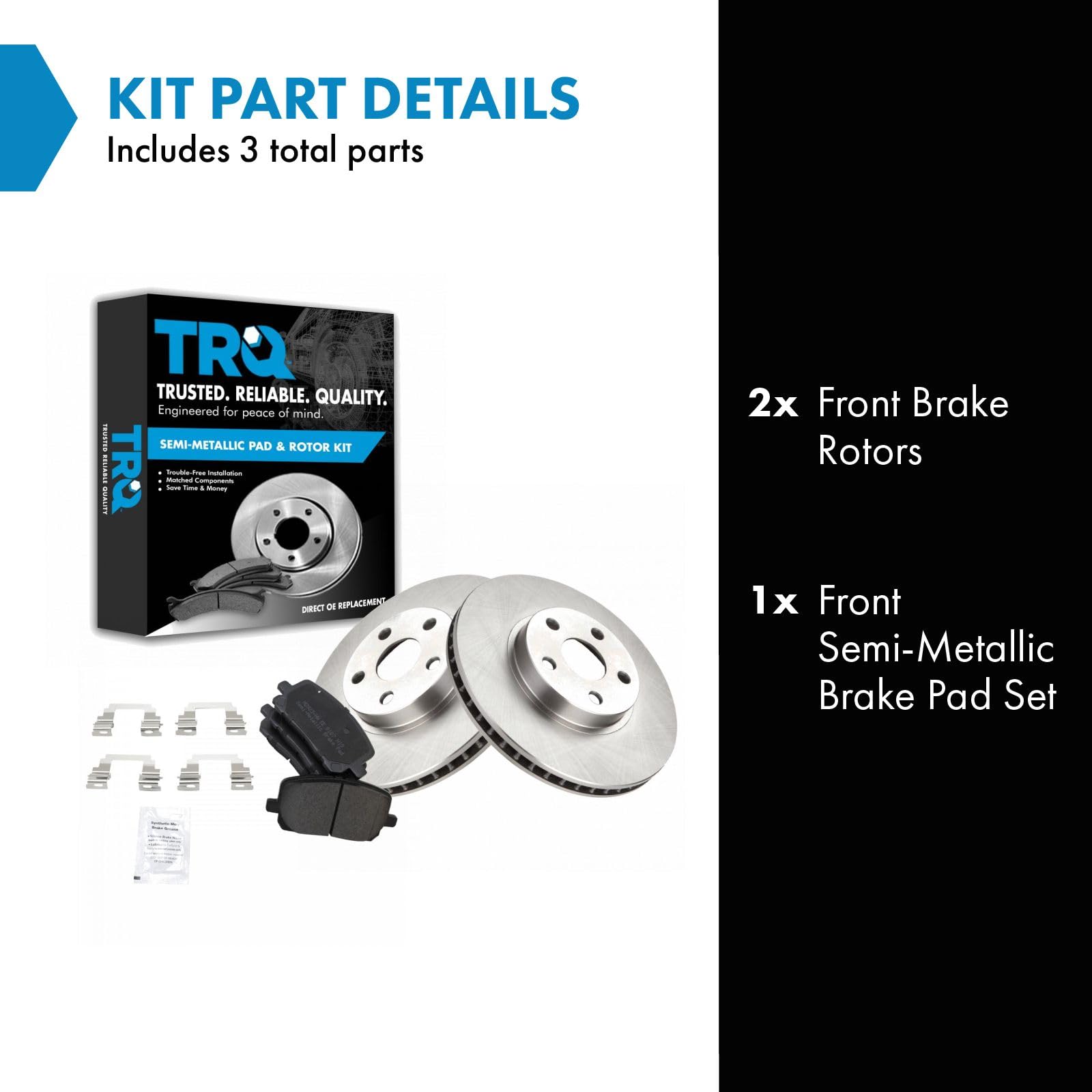 Trq Front Brake Pad & Rotor Kit Brake Pads Brake Rotor Semi-Metallic Compatible With 2003-2008 Pontiac Vibe Toyota Corolla Matri