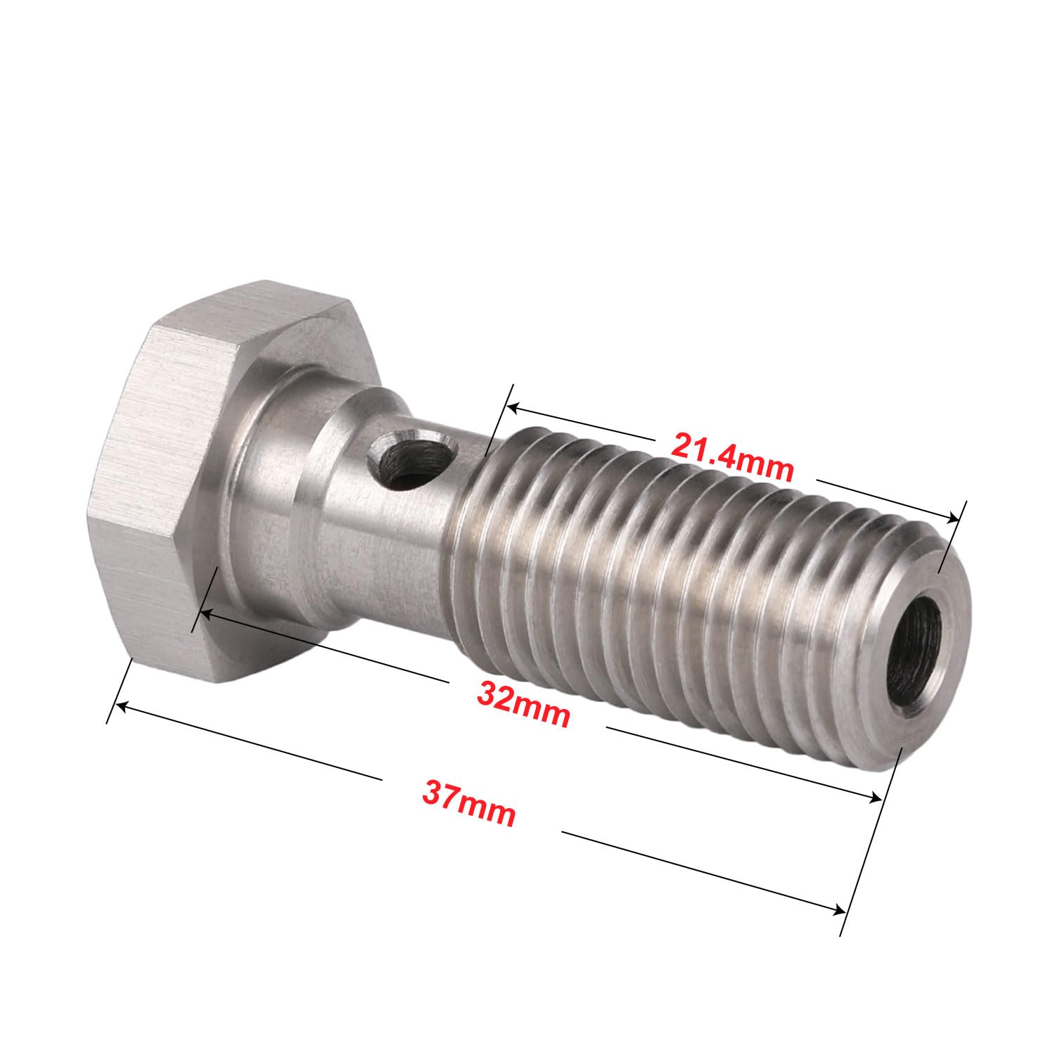 Podavelle 4An 7/16 X 20 Unf Stainless Steel Single Banjo Bolt Brake Fitting Adapter 32Mm Long With Copper Washers