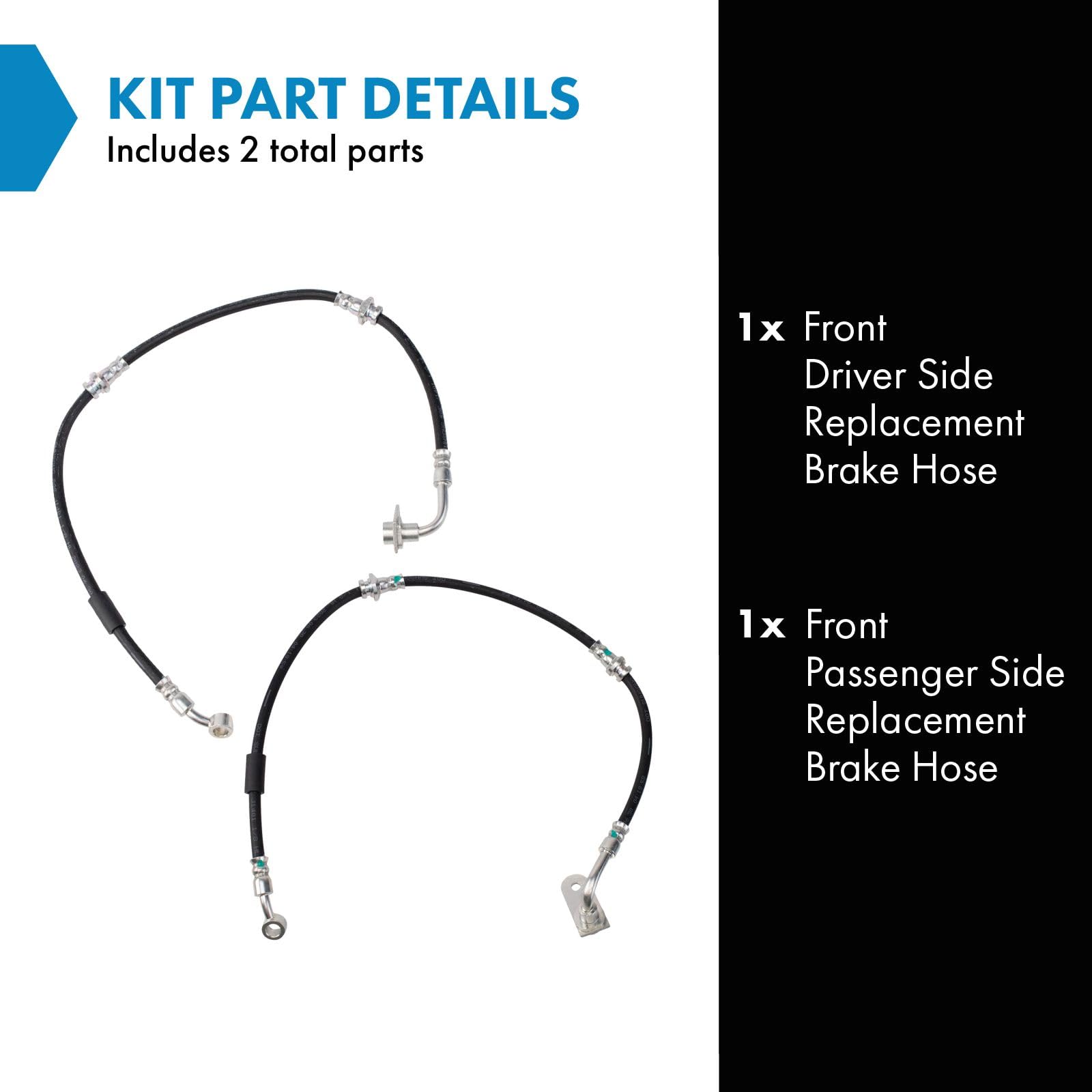 Trq Front Driver & Passenger Side Brake Hose Set Compatible With 1999-2004 Chevrolet Tracker 1999-2005 Suzuki Grand Vitara 2002-