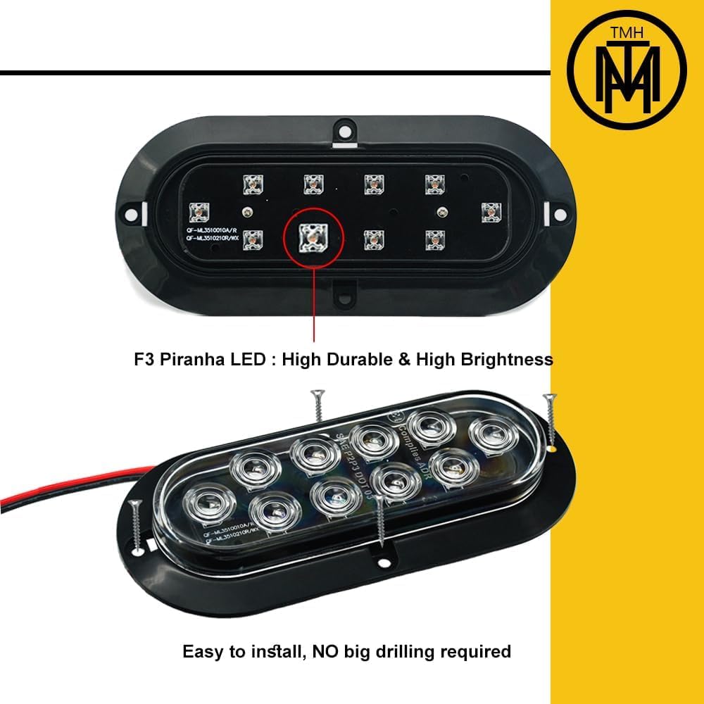 Tmh 6'' Oval White Led Trailer Tail Light Surface Mount 10 Led Waterproof Reverse Back Up Trailer Lights For Truck Rv Bus Lorry