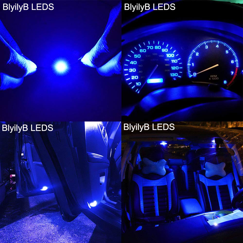 BlyilyB 20-Pack BA9 BA9S Blue LED Car Light Bulbs for License Plate, Dome, Map & Courtesy Lights