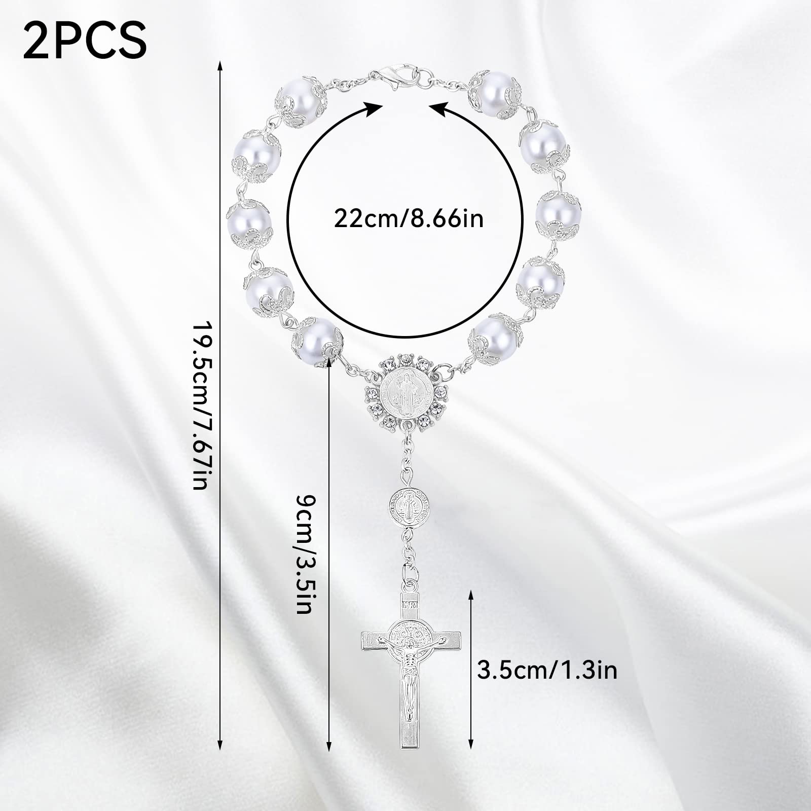 Cobee Car Rosary For Rearview Mirror, 2 Pieces Car Mirror Hanging Cross Auto Rosary Rear View Mirror Pendant Car Hanging Accesso