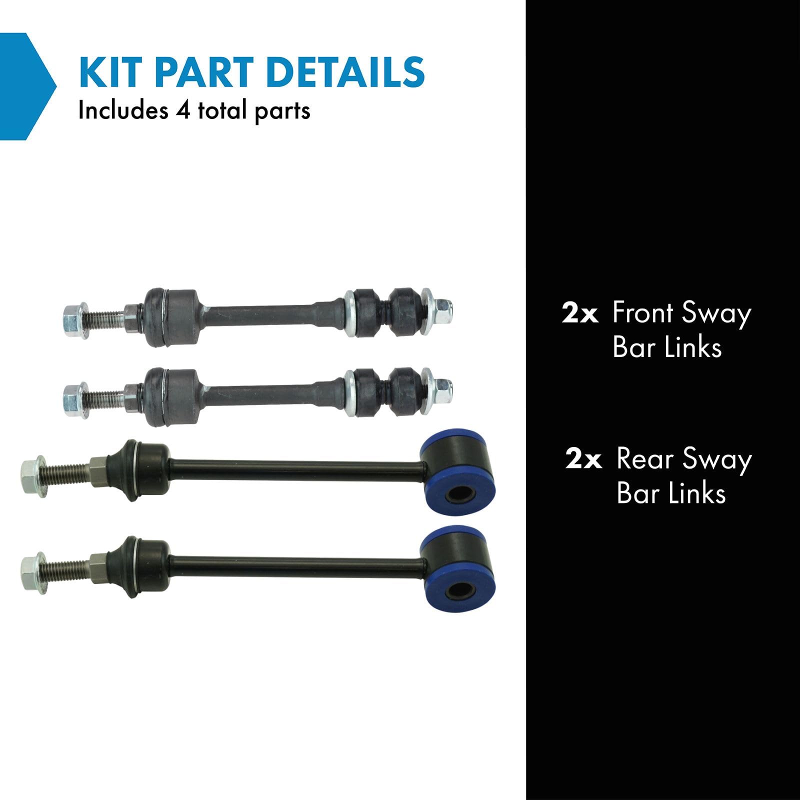 Trq Front & Rear Sway Bar Stabilizer Link Set Compatible With 2006-2007 Dodge Ram 1500 2004 Ram 2500 2004-2006 Ram 3500