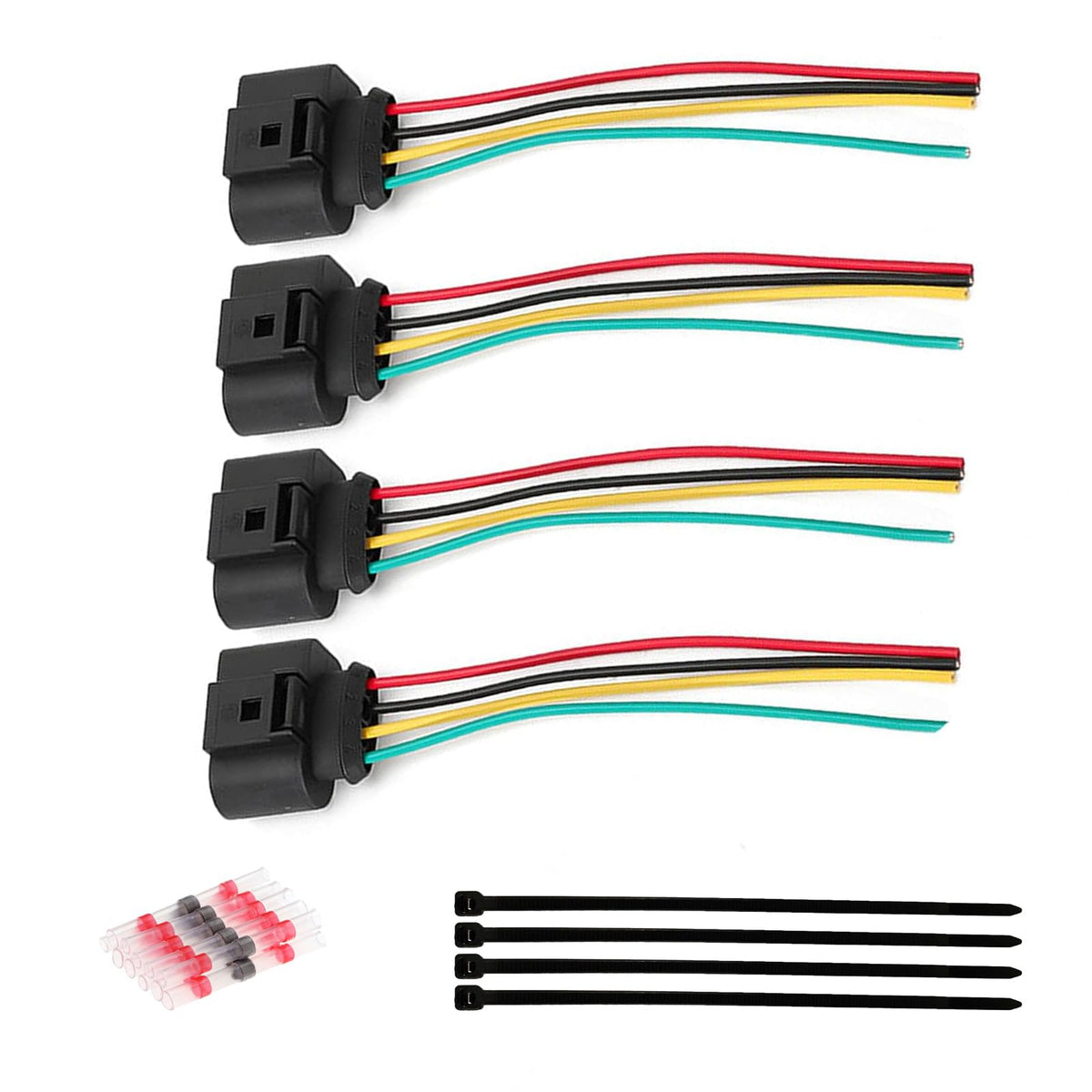 Mamiko Set Of 4 Ignition Coil Module Connector Replacement With Volkswagen Vw Passat Audi A4 1.8T, 2.0T, 2.5L, 3.2L, 4.2L 4 Pack