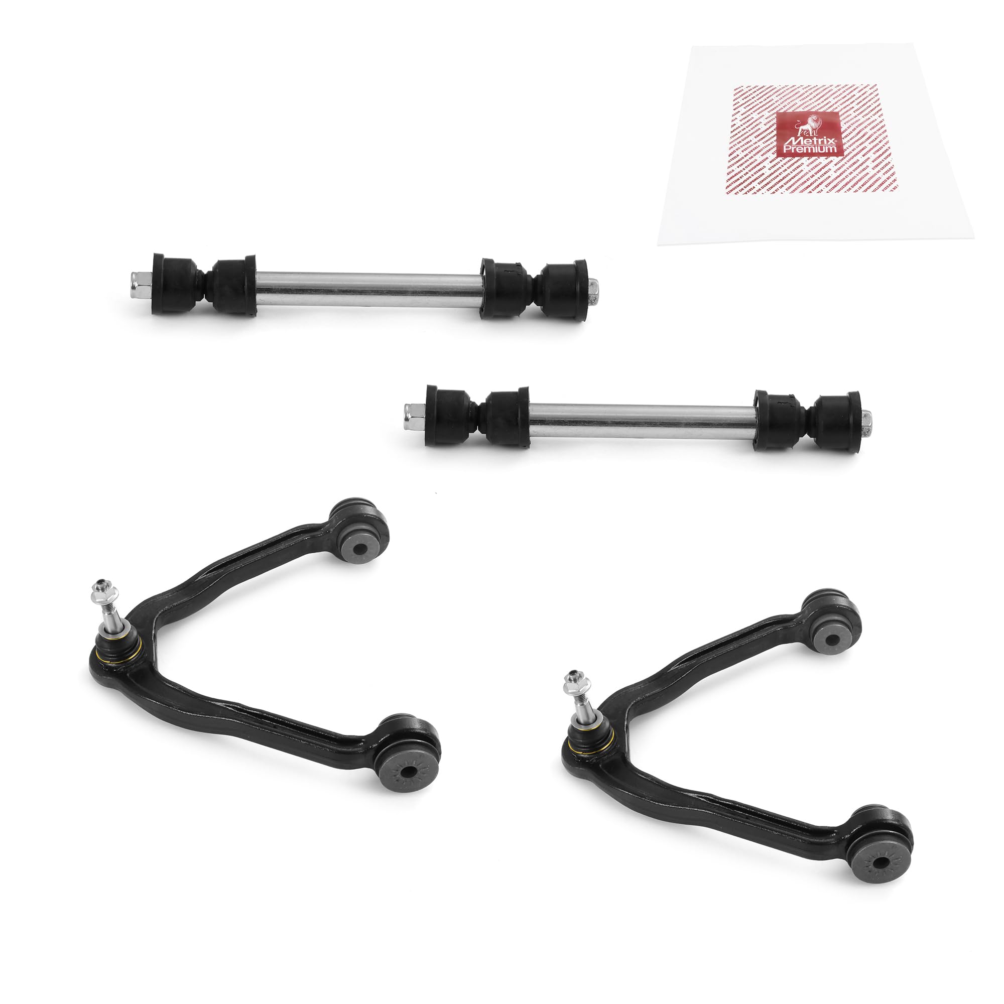 Metrix Premium Chassis Parts - 4 Pc Front Upper Control Arm & Front Sway Bar Stabilizer End Link Kit Fits 02-06 Cadillac Escalad