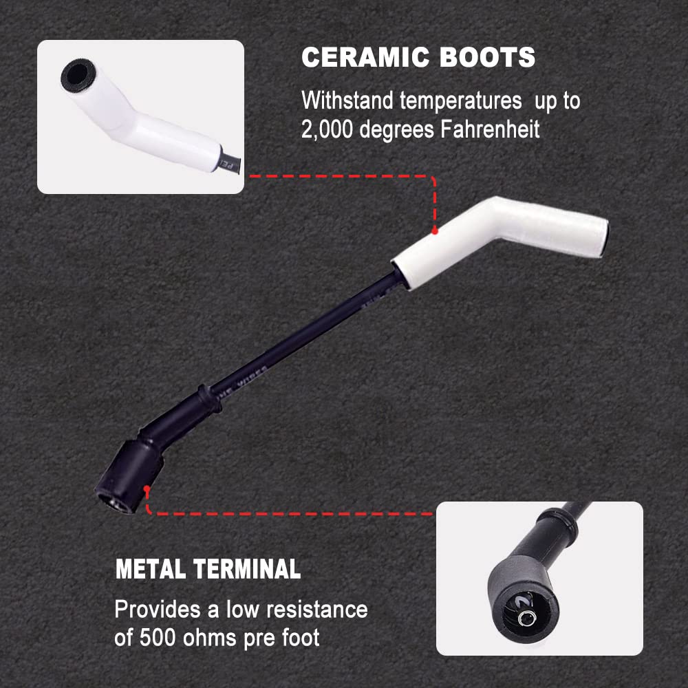 Rlp Spark Plug Wire Set Accel 9070C Extreme 9000 Ceramic Boot Compatible With Ls Terminals Ls3 Ls4 Ls7