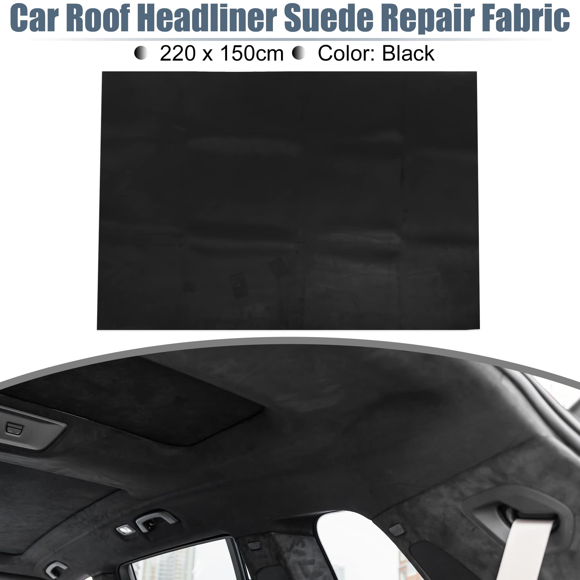 X AUTOHAUX Suede Headliner Fabric 87'' Length x 60'' Width Foam Backed for Car Truck RV SUV Interior Trim Protect Aging Broken F