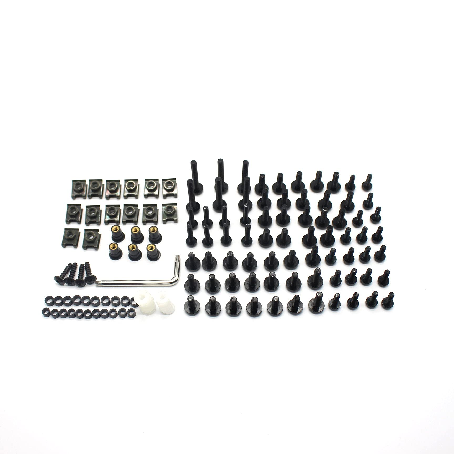Baione Universal Fairing Bolt Kit 195 Pcs M5 M6 Motorcycle Windscreen Screws Fasteners Accessories Replacement For Yamaha Honda Kawasaki Suzuki Bmw Sportbike Mounting Kits Washers Nuts Screws Clips