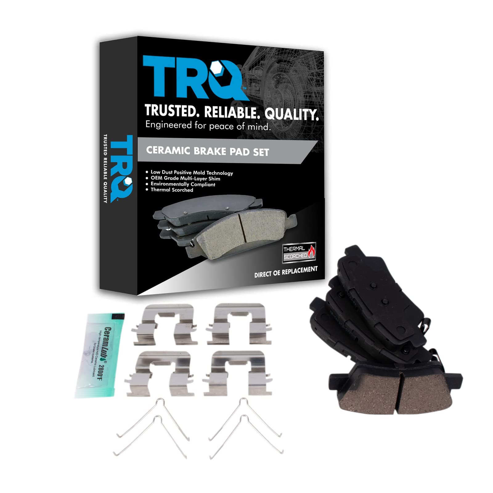 TRQ Front Brake Pads Ceramic Compatible with 2018-2021 Hyundai Accent Kia Rio