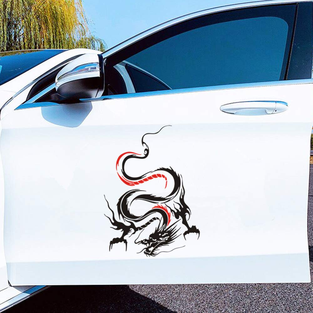 Dragon Graphic Car Hood Sticker Self-Adhesive Vinyl Graphics Decals 19.69'' X 14.57'', Black With Red
