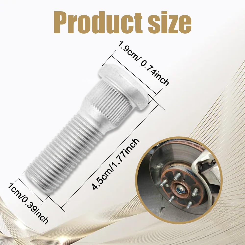 PACLVIO 5PCS Wheel Studs, Steel Tire Studs, 49mm Long & M12x1.5 Steel Lug Bolts, Wheel Lug Stud Car Accessories Compatible with