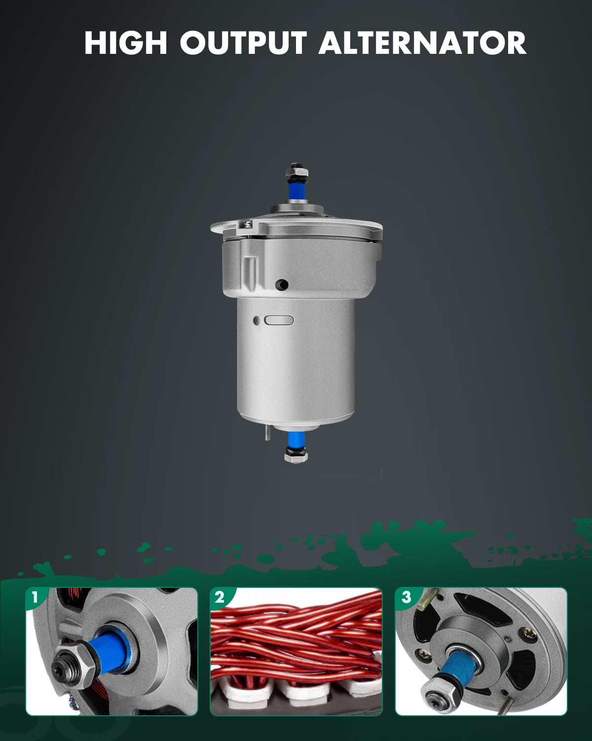 SCITOO New Alternator Fit for VW For Sand Rails 1.6L for Mini Bus 0-120-489-583 High Output Alternator 12V 55Amp CW w/o Pulley C