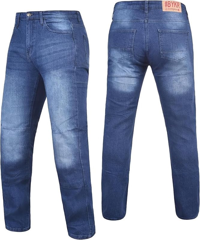 BYKR Motorcycle Jeans for Men with CE Level 2 Armor - Motorcycle Riding Jeans for Riders - Heavy-Duty Protective Gear for Advent