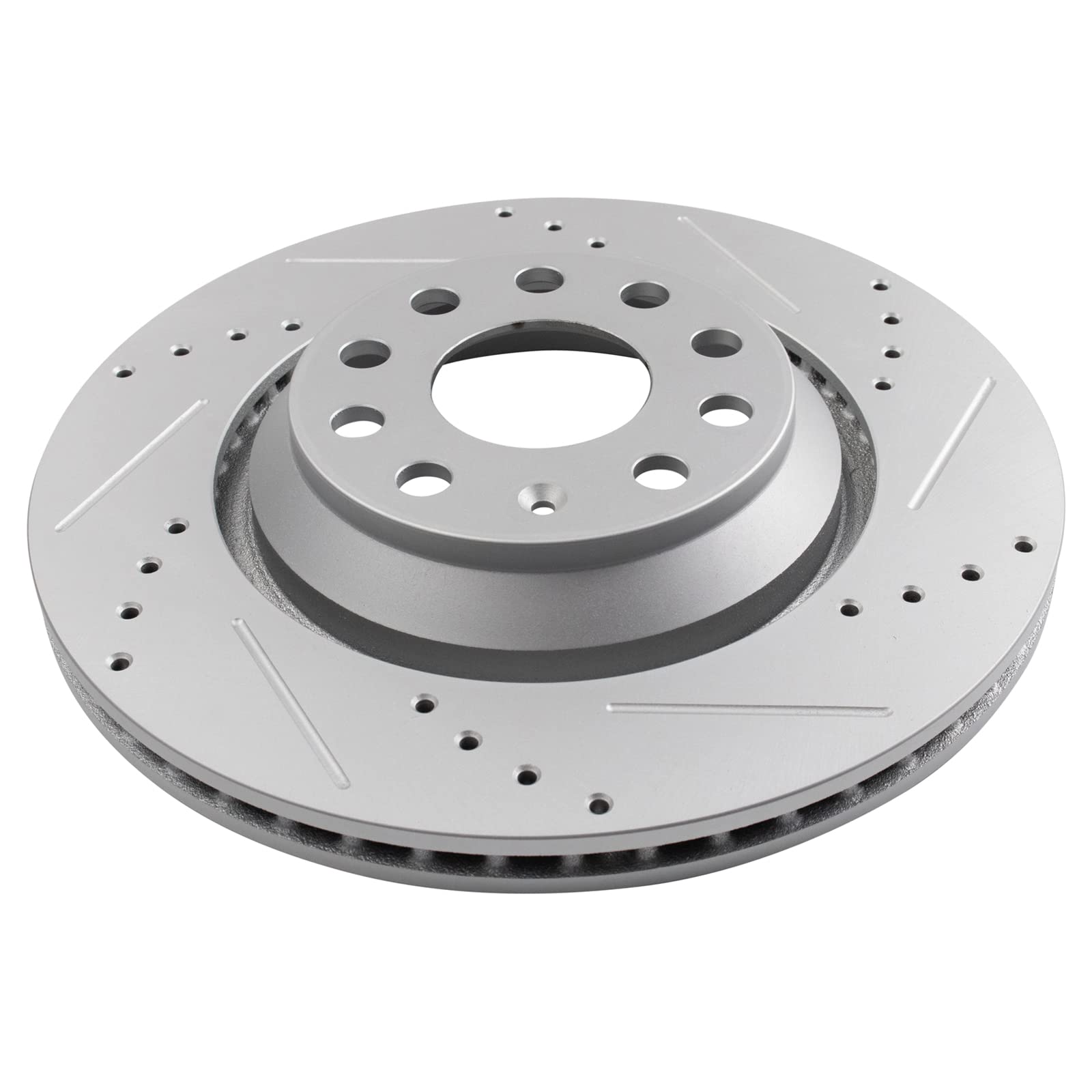 Trq Rear Performance Drilled Slotted G-Coated Brake Rotor Pair For Audi Vwa
