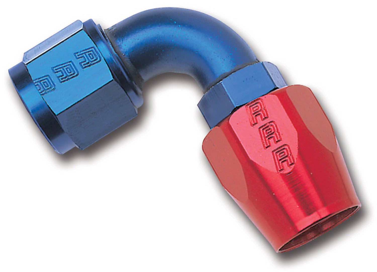 Edelbrock 610160 Red/Blue Anodized Aluminum -6An 90-Degree Hose End