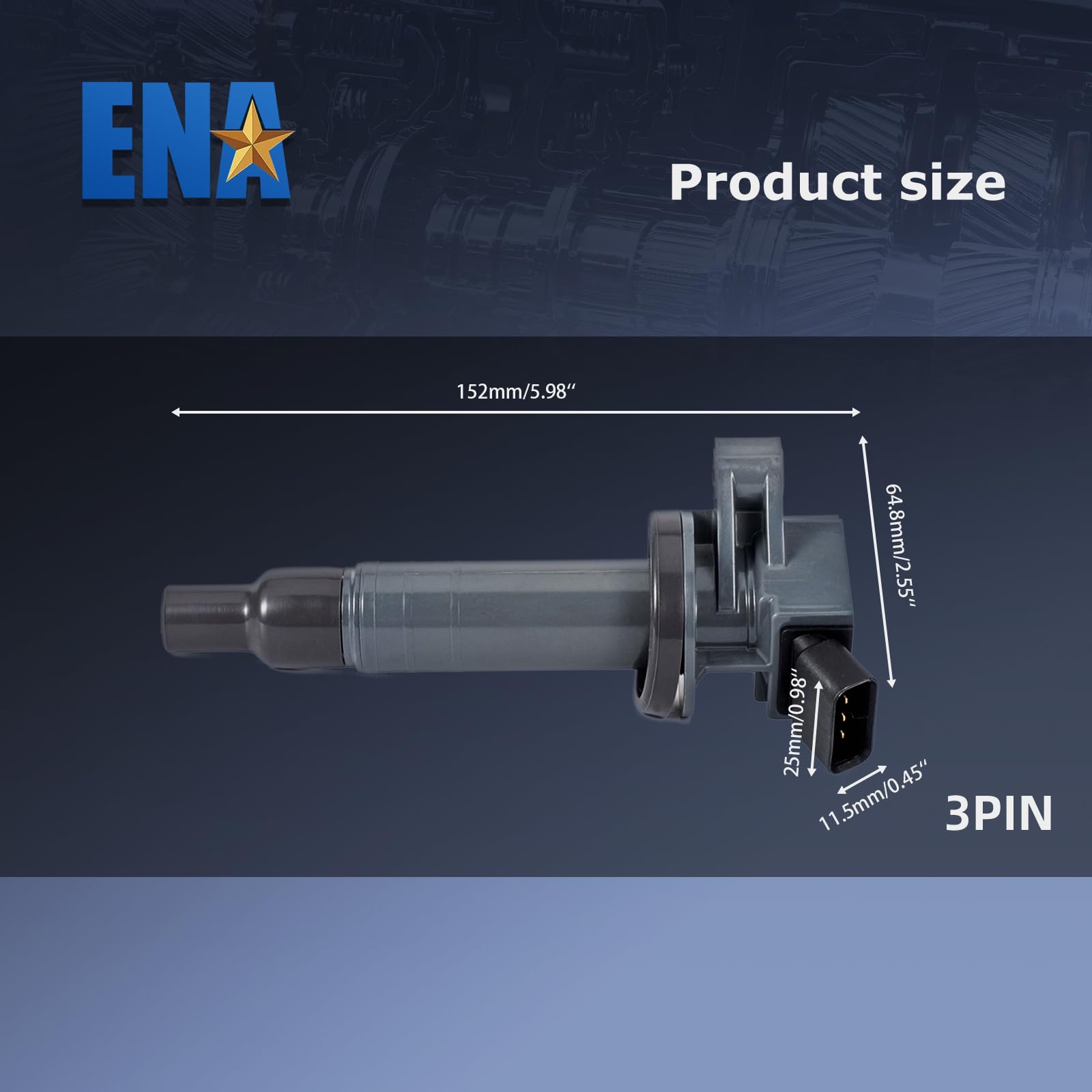 ENA Ignition Coil Pack Set of 4 for Chevrolet, Pontiac, Toyota - 1.8L V4, Compatible with UF247 UF315, Black, 2000-2008