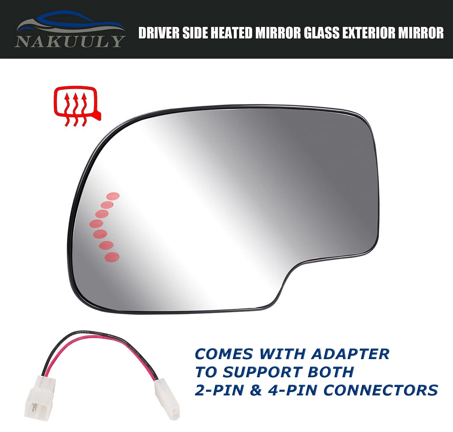 Nakuuly Driver Side Heated Mirror Glass Compatible With 2003-2007 Chevy Silverado Suburban Tahoe Gmc Sierra Yukon 1500 Cadillac Escalade Arrow Signal Exterior Left Mirror Replace # 88944391