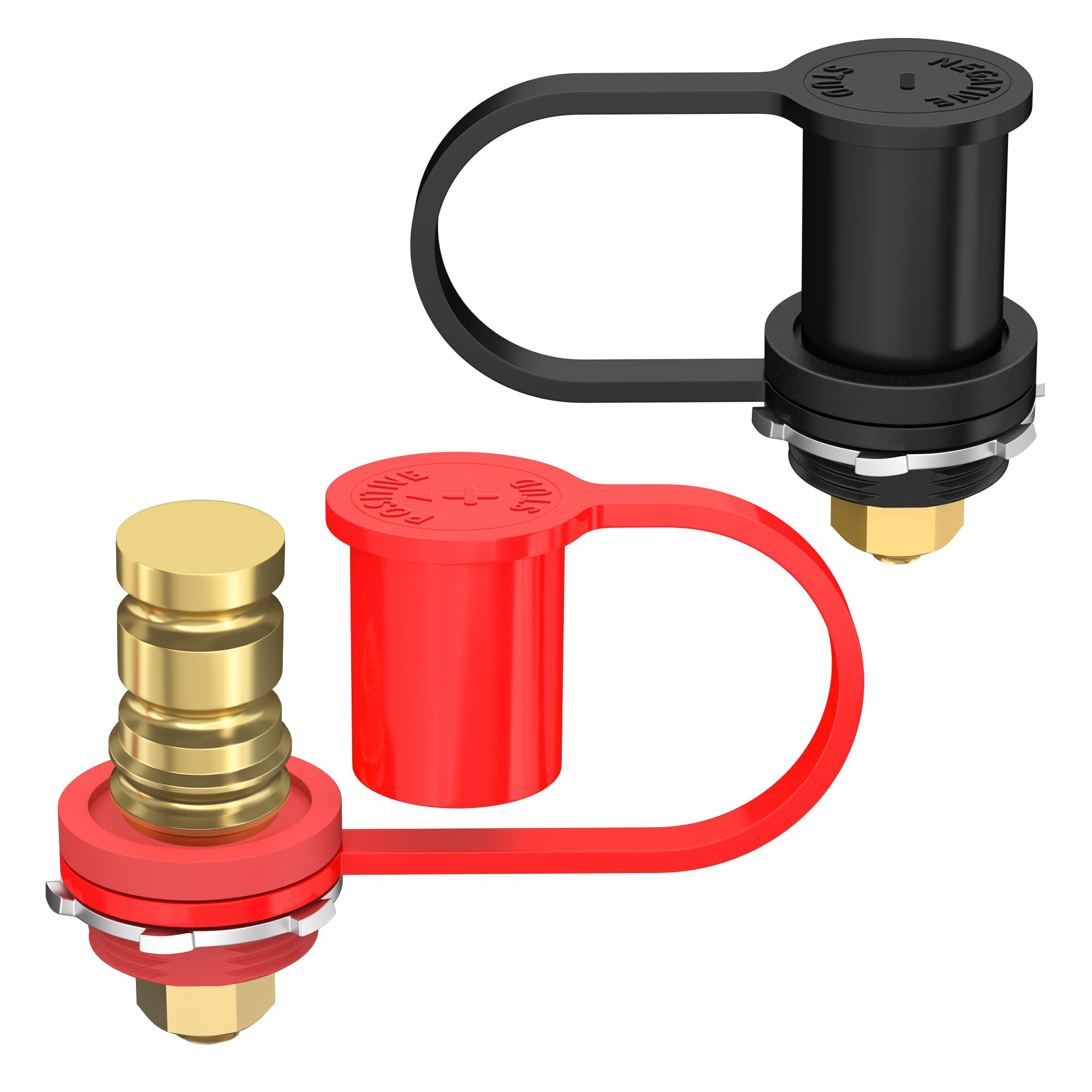 Joinfworld Remote Battery Terminals 3/8' Stud Battery Jump Post With Cover 250A Battery Charging Post Kit Marine Battery Charger Jumper Post For Auto Truck Can-Am