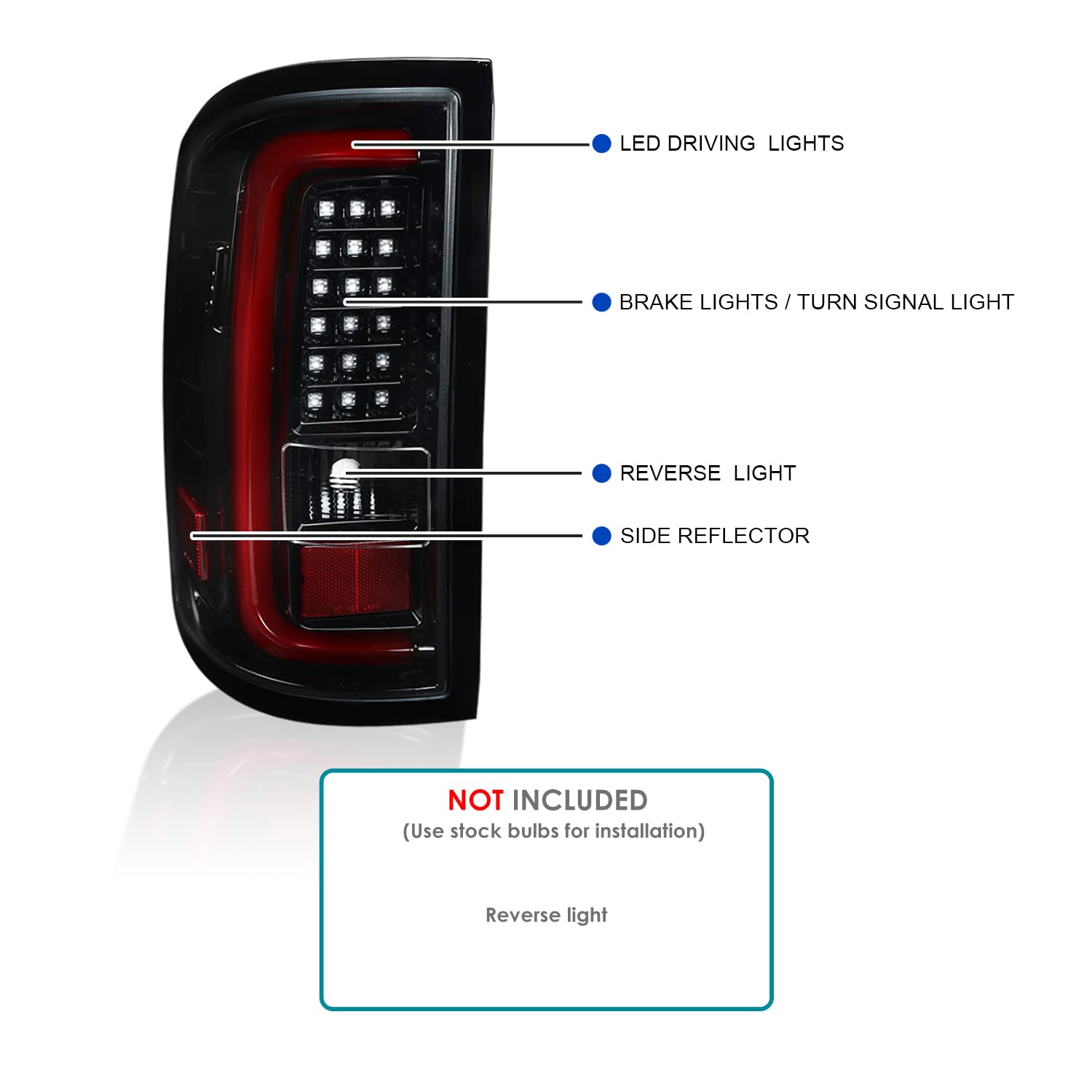 SPEC-D TUNING Jet Black Housing Clear Lens Red LED Bar Tail Lights Compatible with 2014-2018 GMC Sierra 1500, 2014-2018 GMC Sierra 2500HD, 2014-2018 GMC Sierra 3500HD, Left + Right Pair Assembly