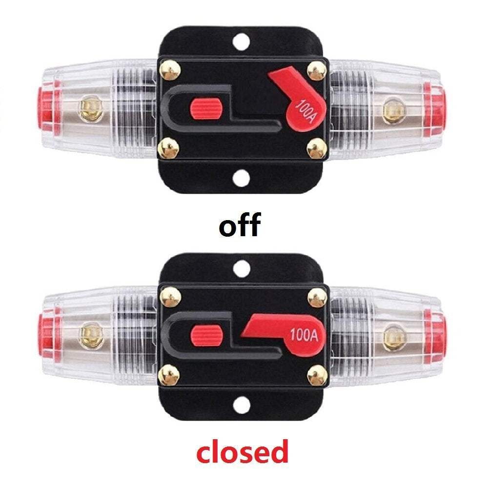 Rkurck 100 Amp Circuit Breaker Manual Reset Inline Fuse Inverter For Car Marine Trolling Motors Boat Atv Audio Solar Inverter Sy
