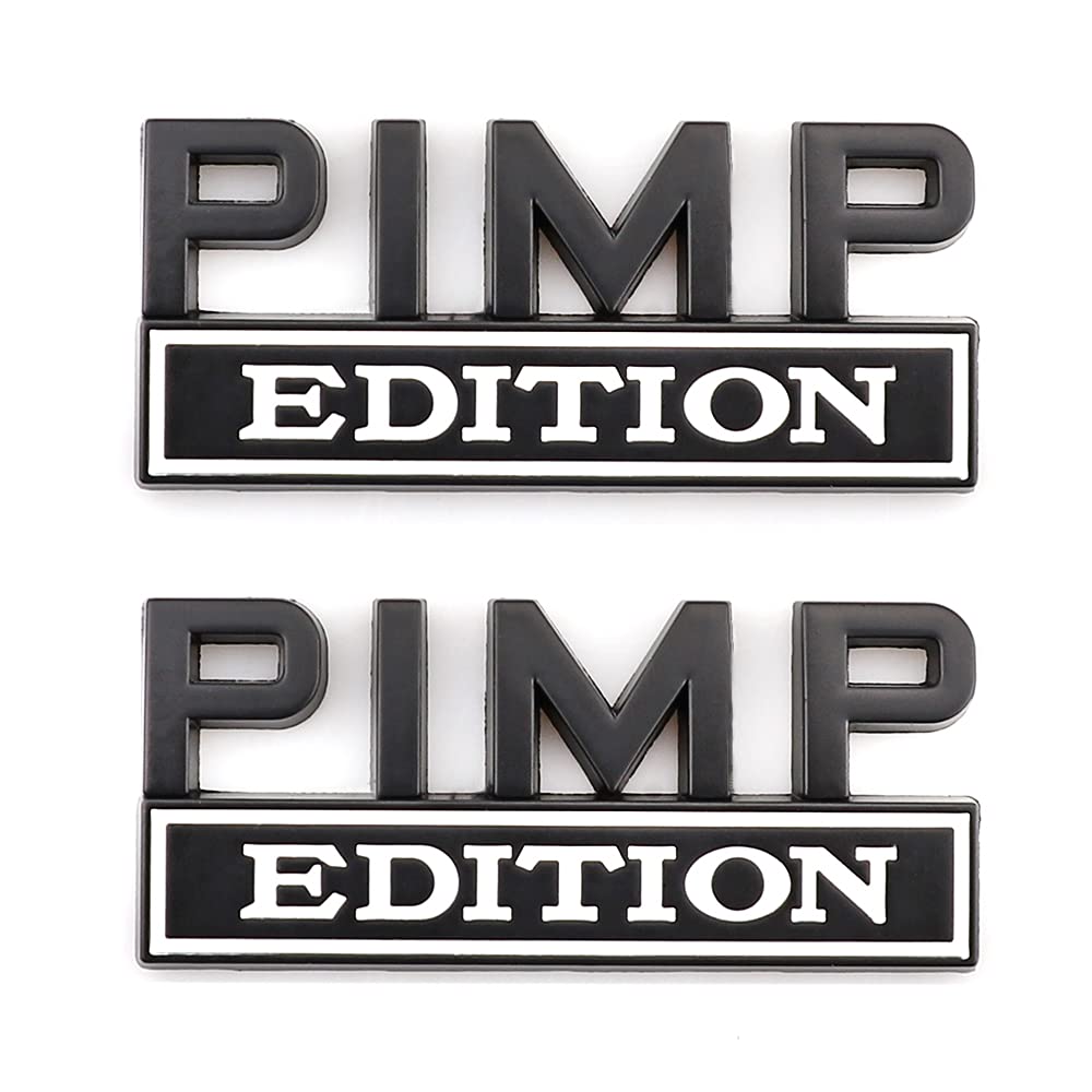 Carrun 2 Pcs Pimp Edition Emblem Car Side Rear Front Hood Trunk Metal Badge 3D Decal Sticker Fit For F150 F250 F350 Silverdo 150
