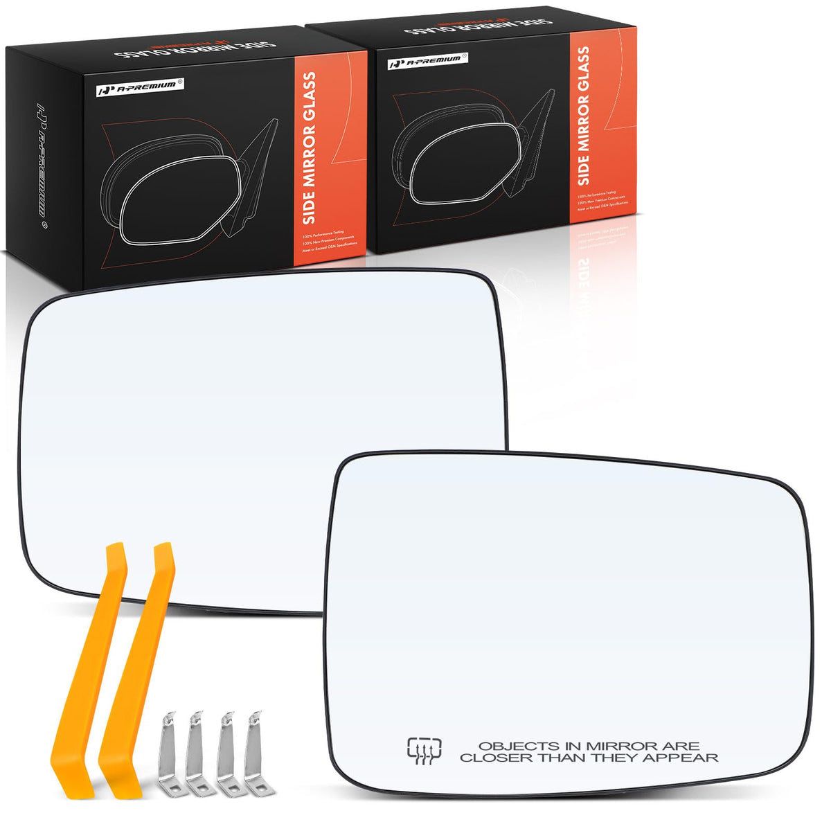 A-Premium 2-PC Driver and Passenger Side Heated Mirror Glass With Backing Plate - Compatible With Ram 1500 2011-2019, 1500 Class