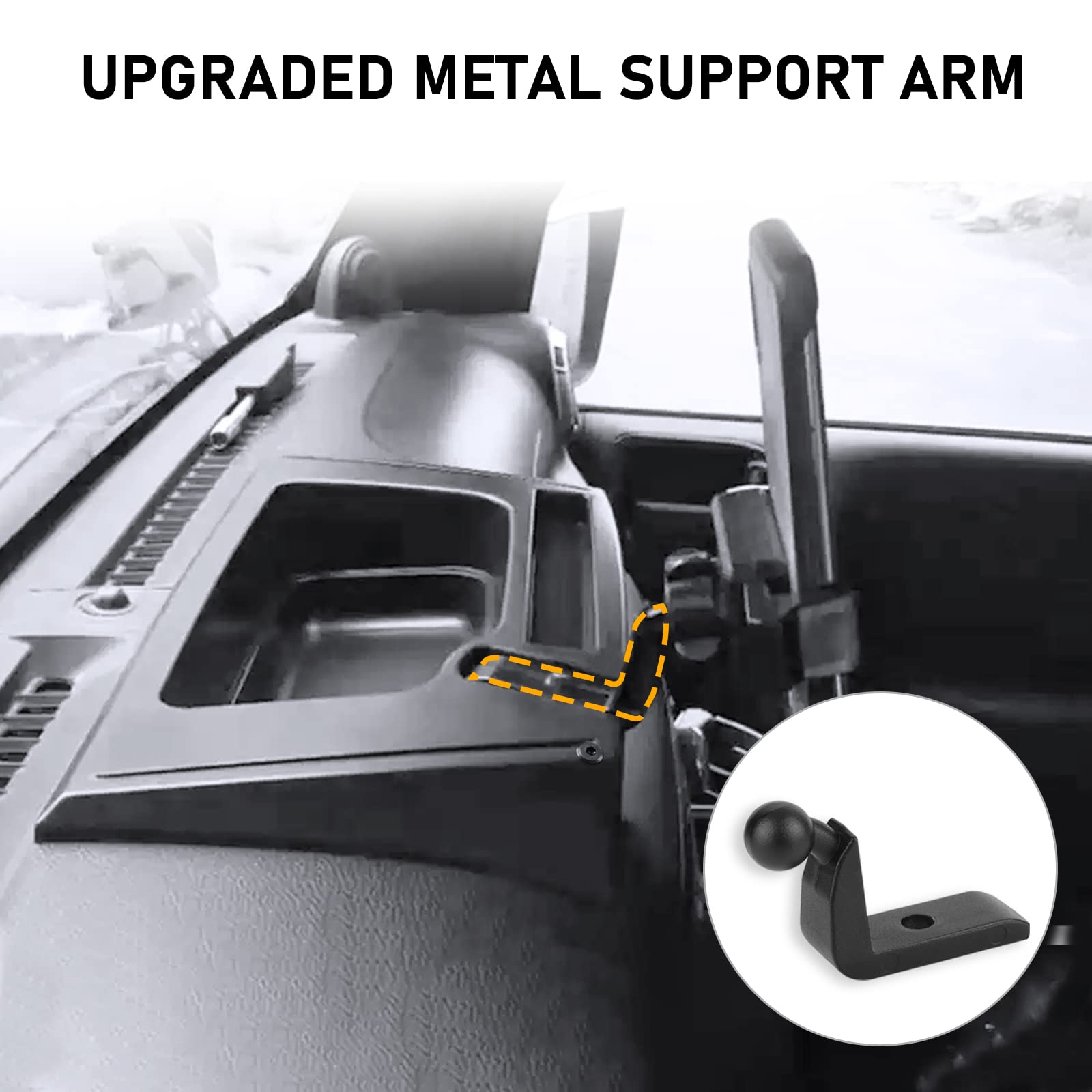 Kaishengyuan Upgraded Phone Mount For 2011-2017 Jeep Wrangler Jk Jku, Multi-Mount Phone Holder Dash Tray Storage Box System Kit With Extension Arm Metal Rod