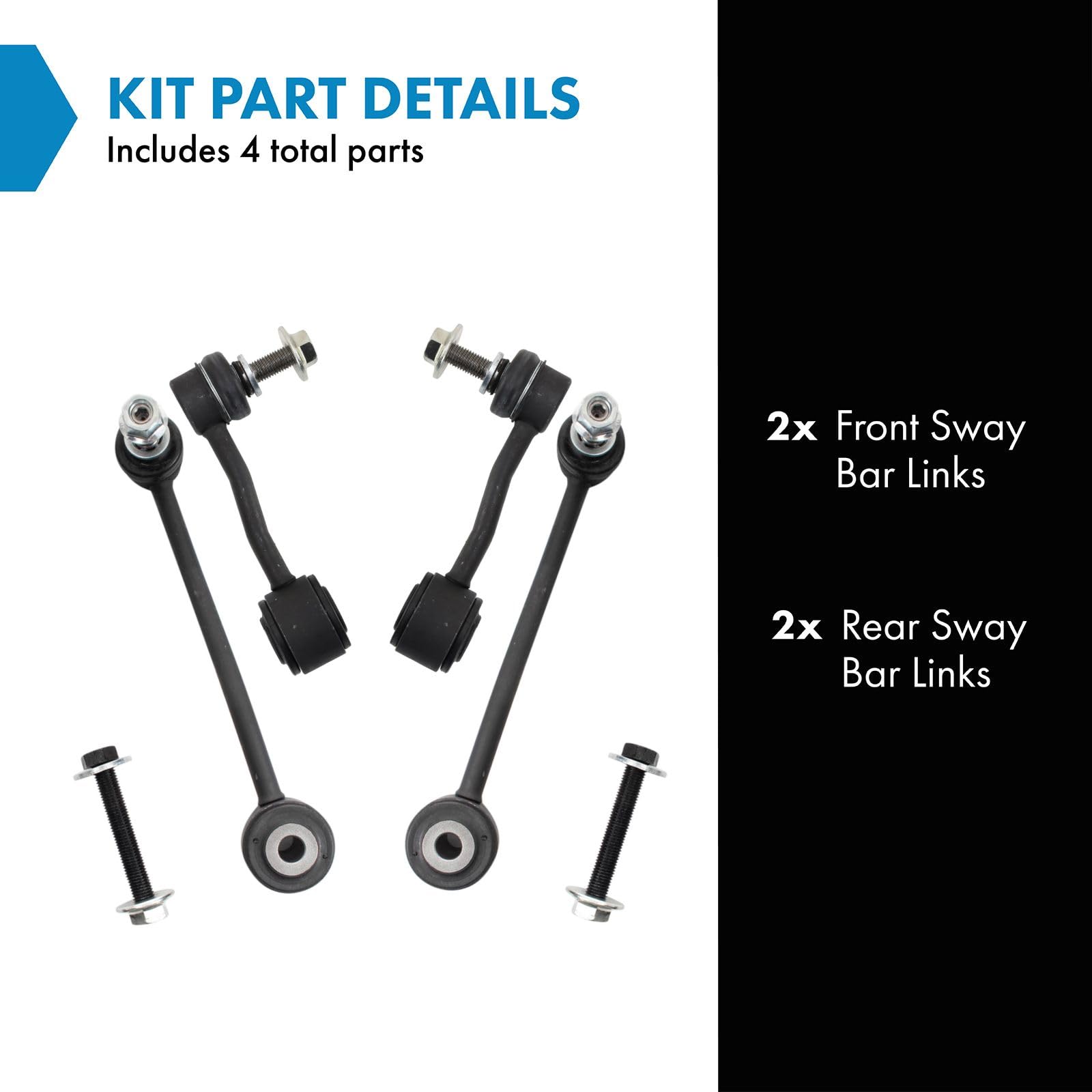 Trq Front & Rear Sway Bar Stabilizer Link Set Compatible With 2018-2023 Jeep Wrangler
