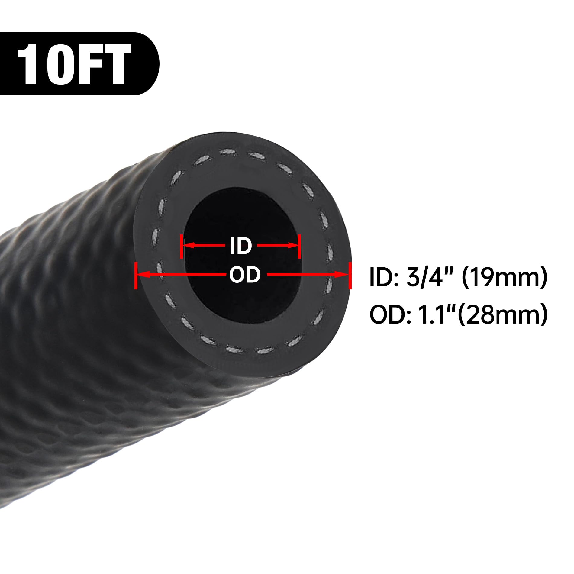 Evil Energy 3/4 Fuel Hose Line Push Lock Nbr Rubber Sae 30R7 10Ft 200Psi