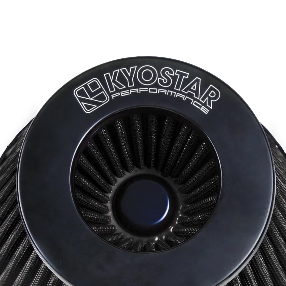 3/3.5/4Inch Inlet Cold Air Intake Cone Replacement Performance Washable High Flow Dry Air Filter (Blue)