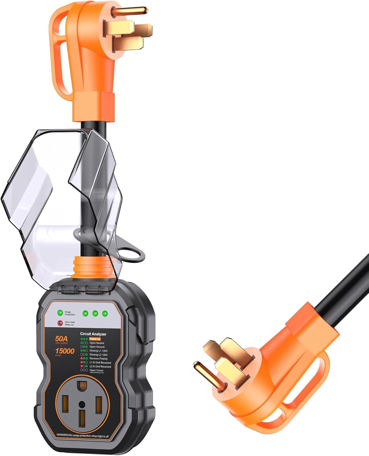 Geargo Rv Surge Protectors 50 Amp, 15000 Joules Rv Circuit Analyzer, Ip68 Surge Voltage Protection, Rv Adapter Plug For Camper (