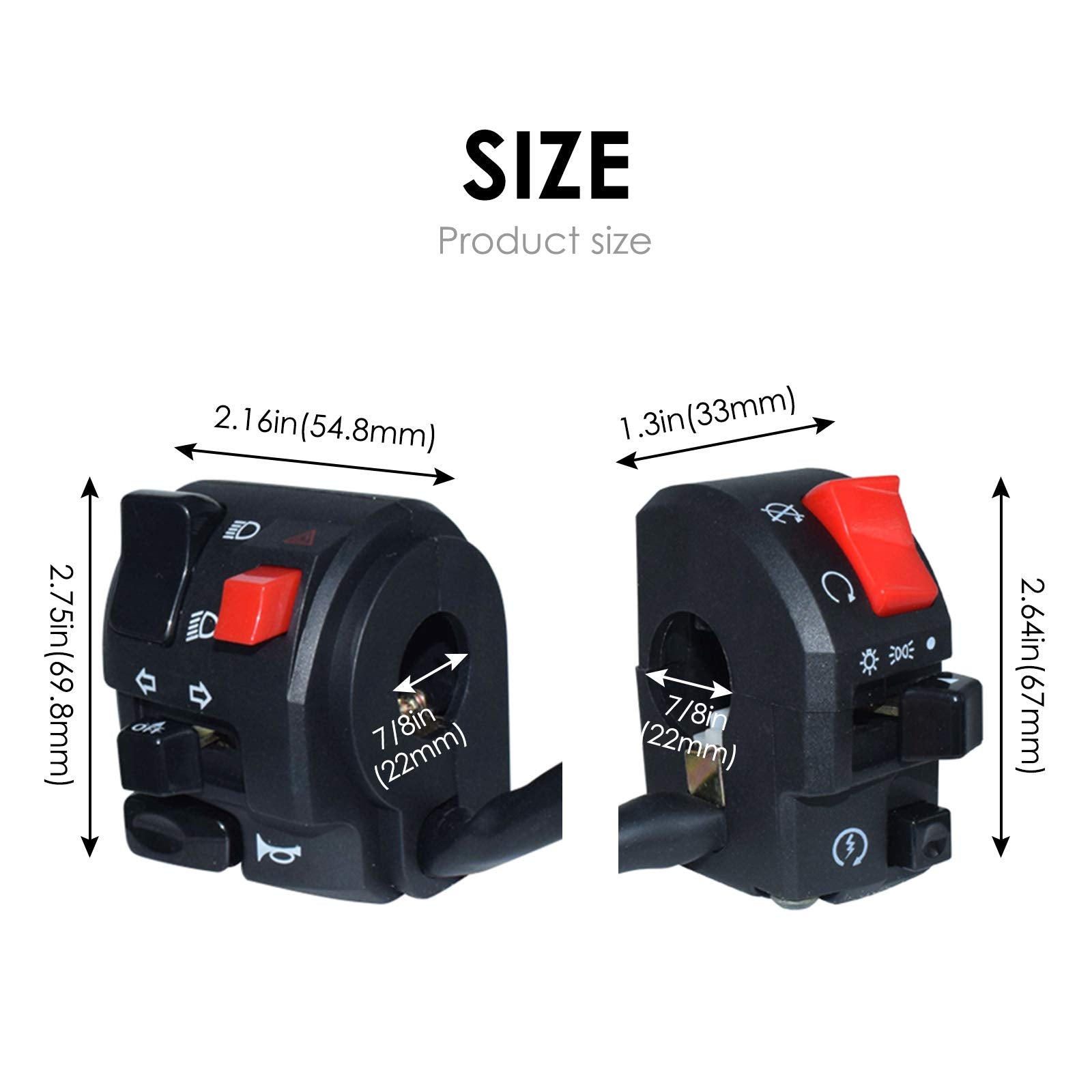 7/8'' 22Mm Atv Motorcycle Handlebar Control Switches Left Right For Horn Button Turn Signal Electric Fog Lamp Light Start Kill W