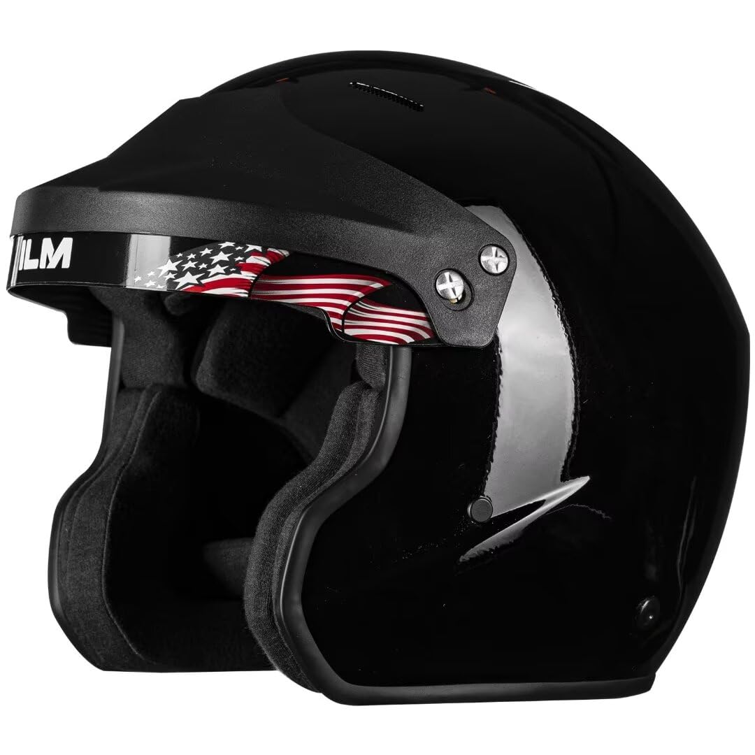 ILM Snell SA2020 Open Face Auto Racing Helmets for Men and Women Model R85 (XL, GlossBlack)