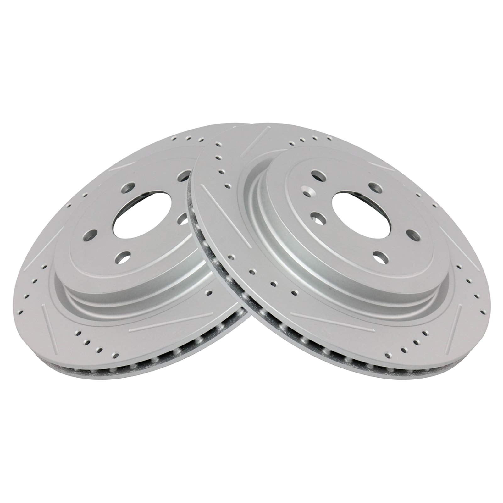 Trq Rear Performance Brake Rotors Set Premium G-Coated Cross Drilled & Slotted Compatible With 2008-2014 Cadillac Cts
