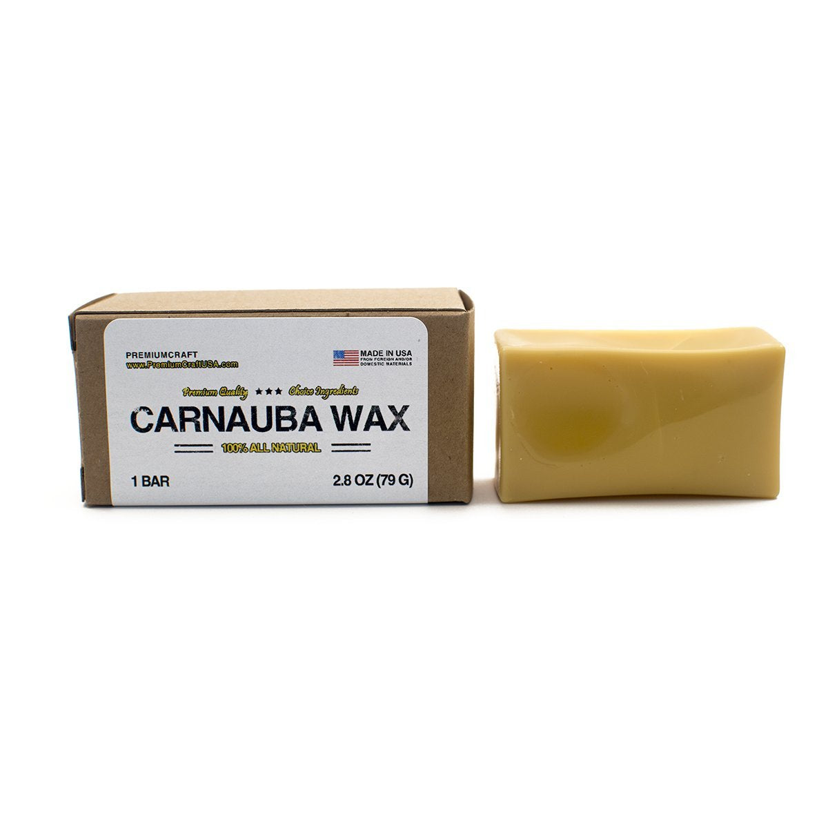 PremiumCraft 100% Carnauba Wax Bar - Yellow, 2.8 oz, Perfect for High-Gloss Finish and Protection, 3.1 x 1.8 x