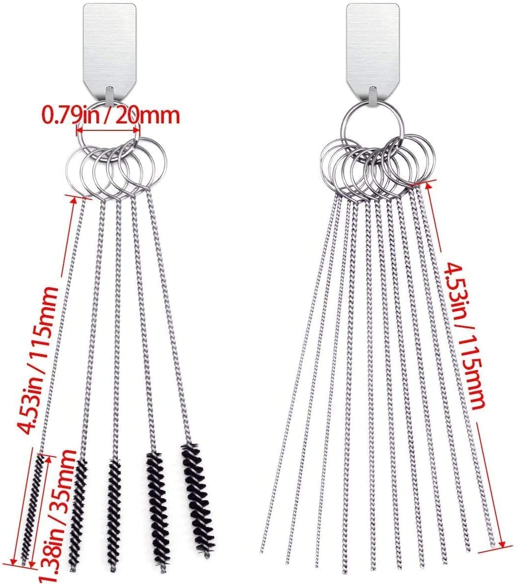 2 Set Carburetor Carbon Dirt Jet Remove Cleaner Welding Torch Tip Cleaner 13 Cleaning Wires Set + 10 Cleaning Needles + 5 Nylon Brushes For Motorcycle Atv Moped Welder Carb Chainsaw Spray Guns