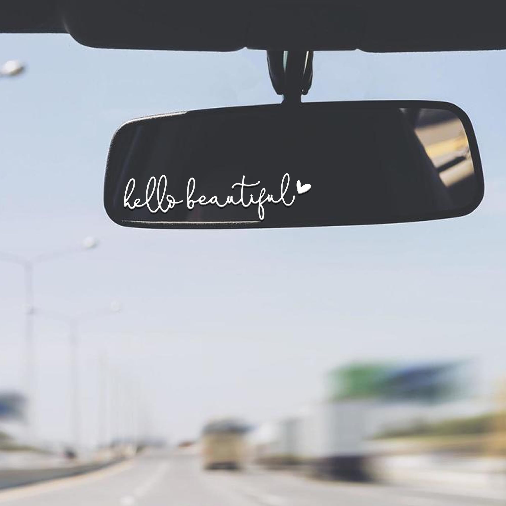 Miarita 3X Hello Beautiful Rearview Mirror Decal, Cute Car Decals for Women, Car Stickers and Decals, Rear View Mirror Sticker,