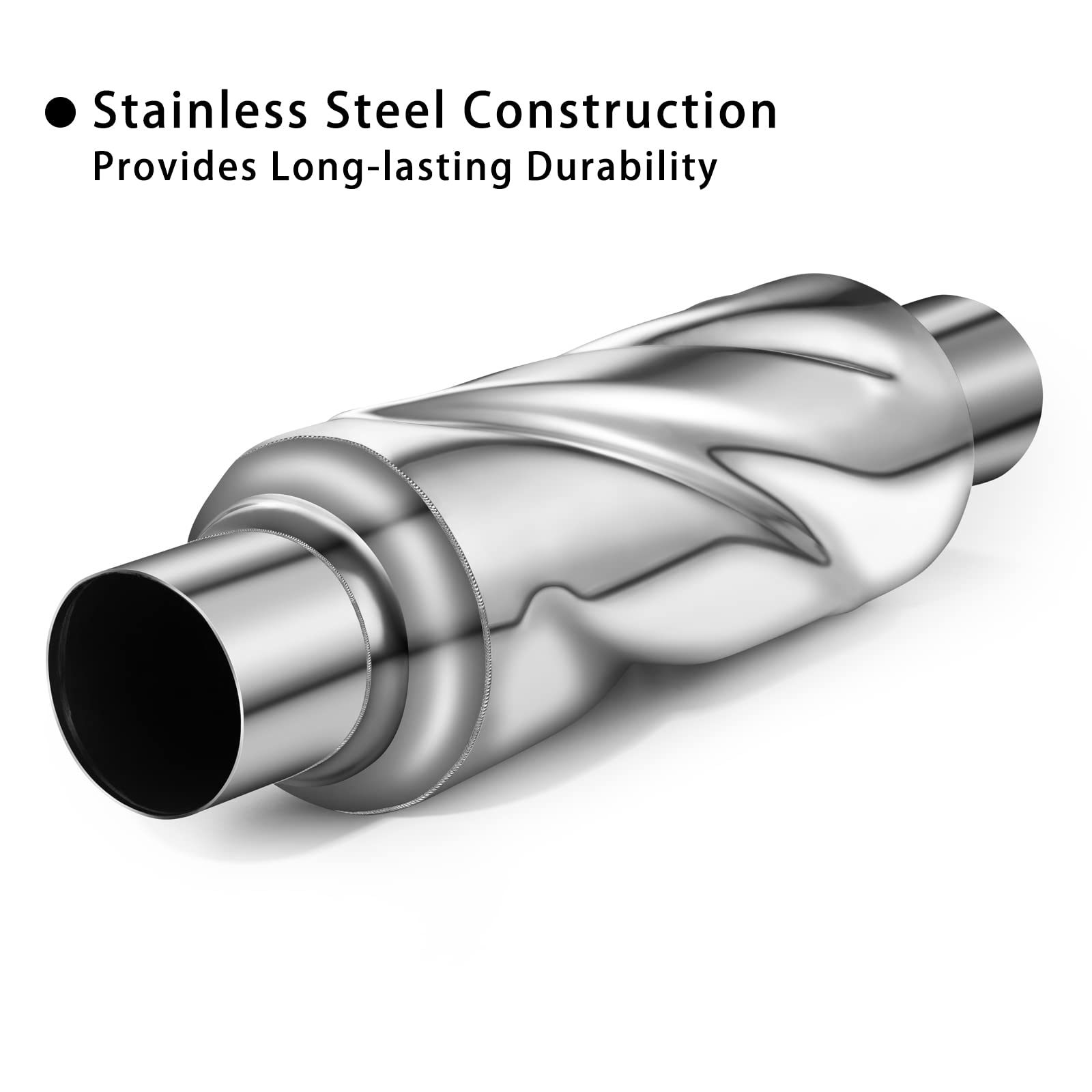 Peastorm Glasspack 2.5 Inch Muffler Exhaust Pipe, Universal Performance Resonator Dual Loud Exhaust Tip 2.5 Inch Inlet For Trucks Car