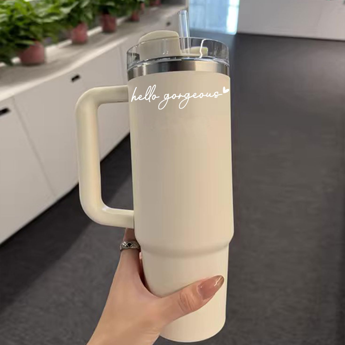 2 X Hello Gorgeous Rearview Mirror Decal Water Bottle Stickers Affirmation Reminder Sticker Laptop Bumper Sticker Tumbler Vinyl