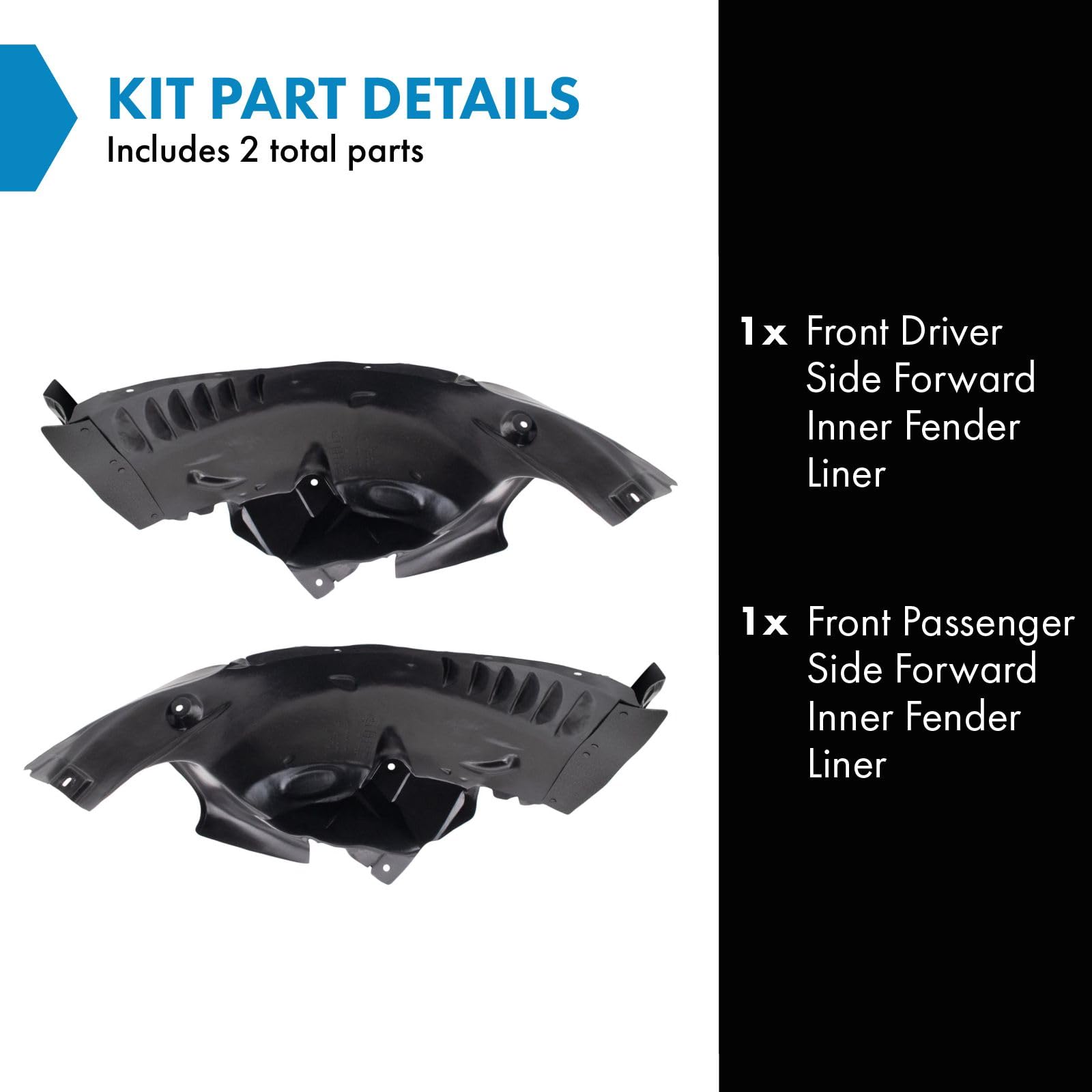 Trq Front Inner Fender Liner Set Compatible With 2008-2011 Mercedes-Benz C300 C350 Mb1248145 Mb1249145