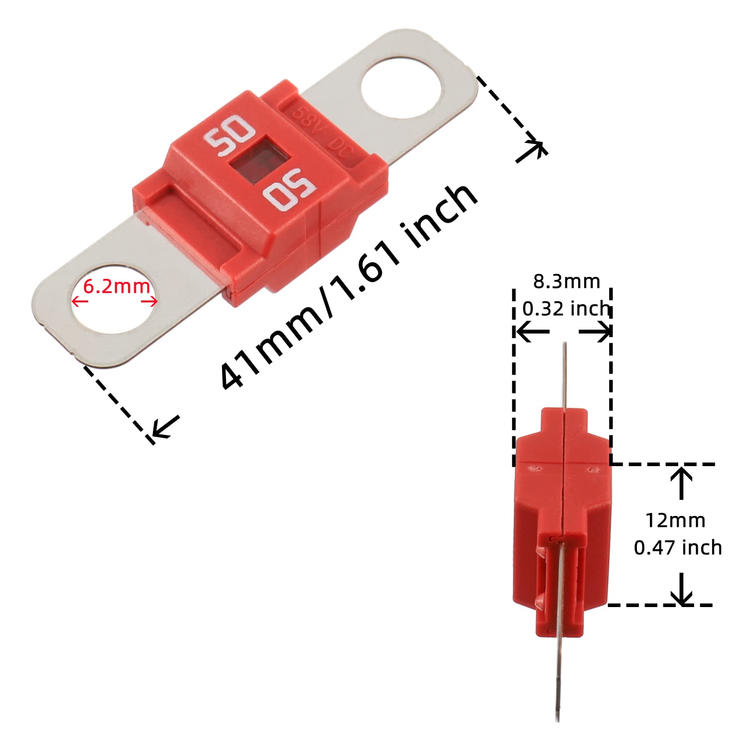 Bojack 50 Amp Ami/Midi Fuse Holders And High Current Bolt-On Midi Fuses 50A For Cars Trucks Vehicles (Pack Of 2